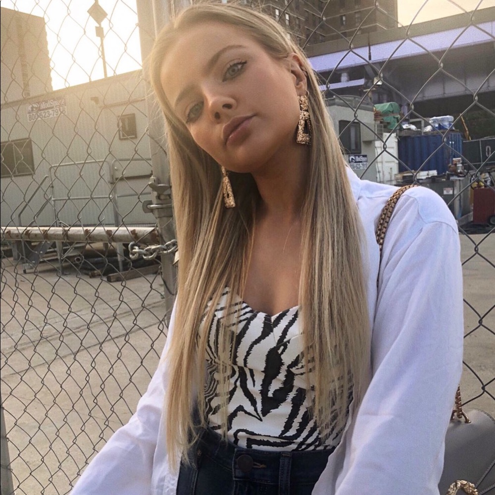 Zebra corset zip up top